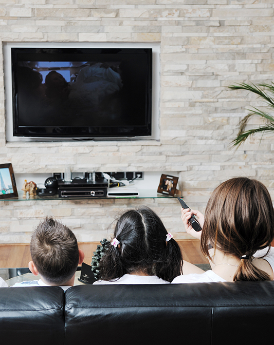 Family Watching TV - DISH vs DirecTV